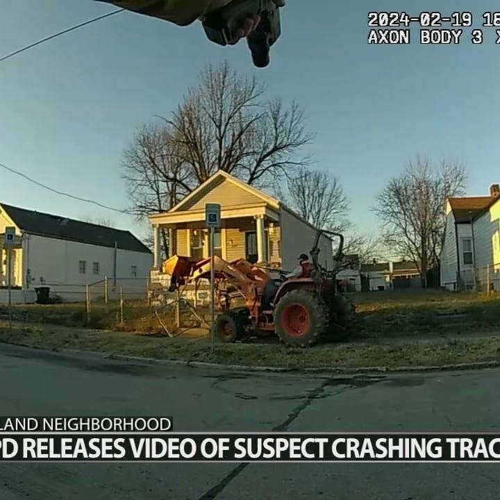 Video shows man trying to run from Louisville police on a tractor